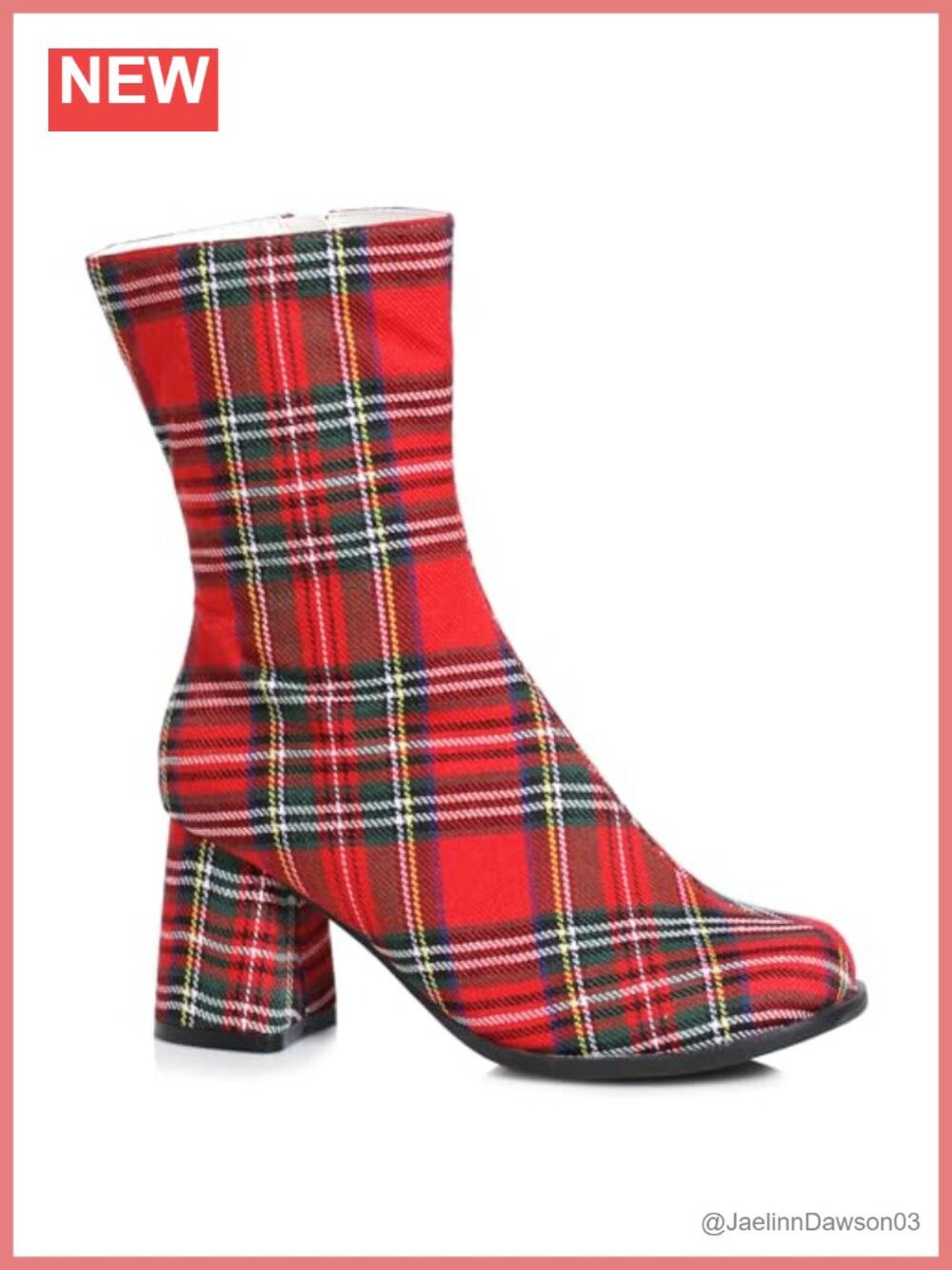 Women's Mid Calf Canvas Gogo Boot with Side Zipper Block Heel